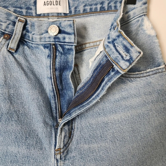 Agolde | Ultra High Rise Raw Hem Long Denim Shorts - Size 25 - Picture 5 of 9